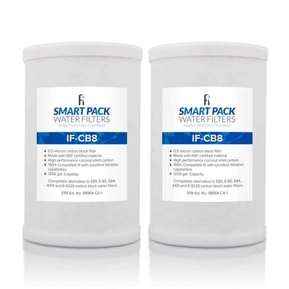 Smart Pack Water Filters CB8 Carbon Block Water Filter Compatible with Amway E-84, E-85, A101, E-9225- 2 Pack