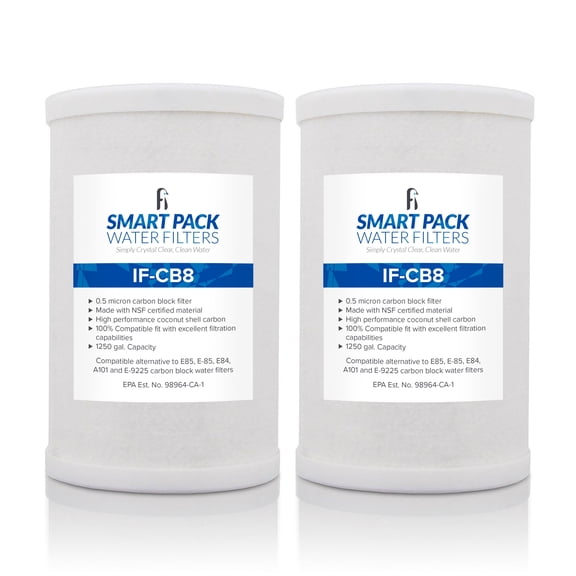 Smart Pack Water Filters CB8 Carbon Block Water Filter Compatible with Amway E-84, E-85, A101, E-9225- 2 Pack