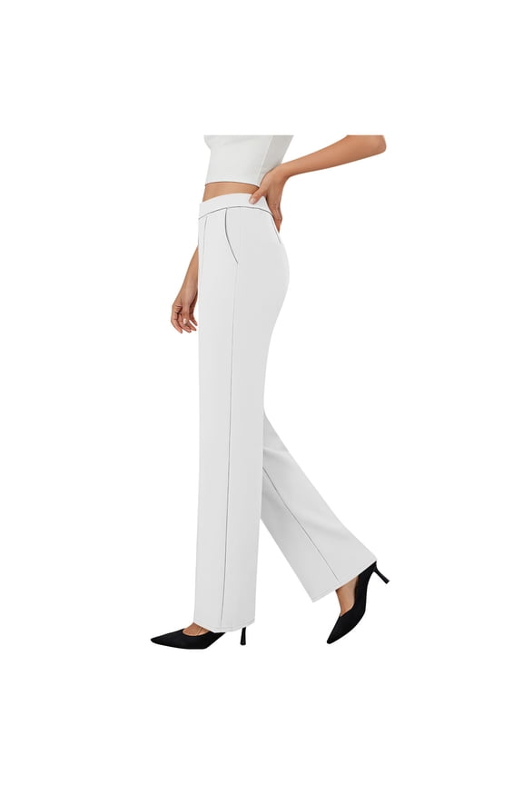 Smart Pants for Women Solid Color Spring Summer Pants with Pockets Office Smart Suit Pants Comfortable Casual Straight Leg Pants Plain