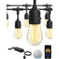 thumbnail image 1 of Smart Patio Lights 49Ft LED Outdoor String Lights Waterproof IP65, App Control, Compatible with Alexa, Dimmable Edison Bulbs Outdoor Light for Yard Porch Bistro Outside, 1 of 10
