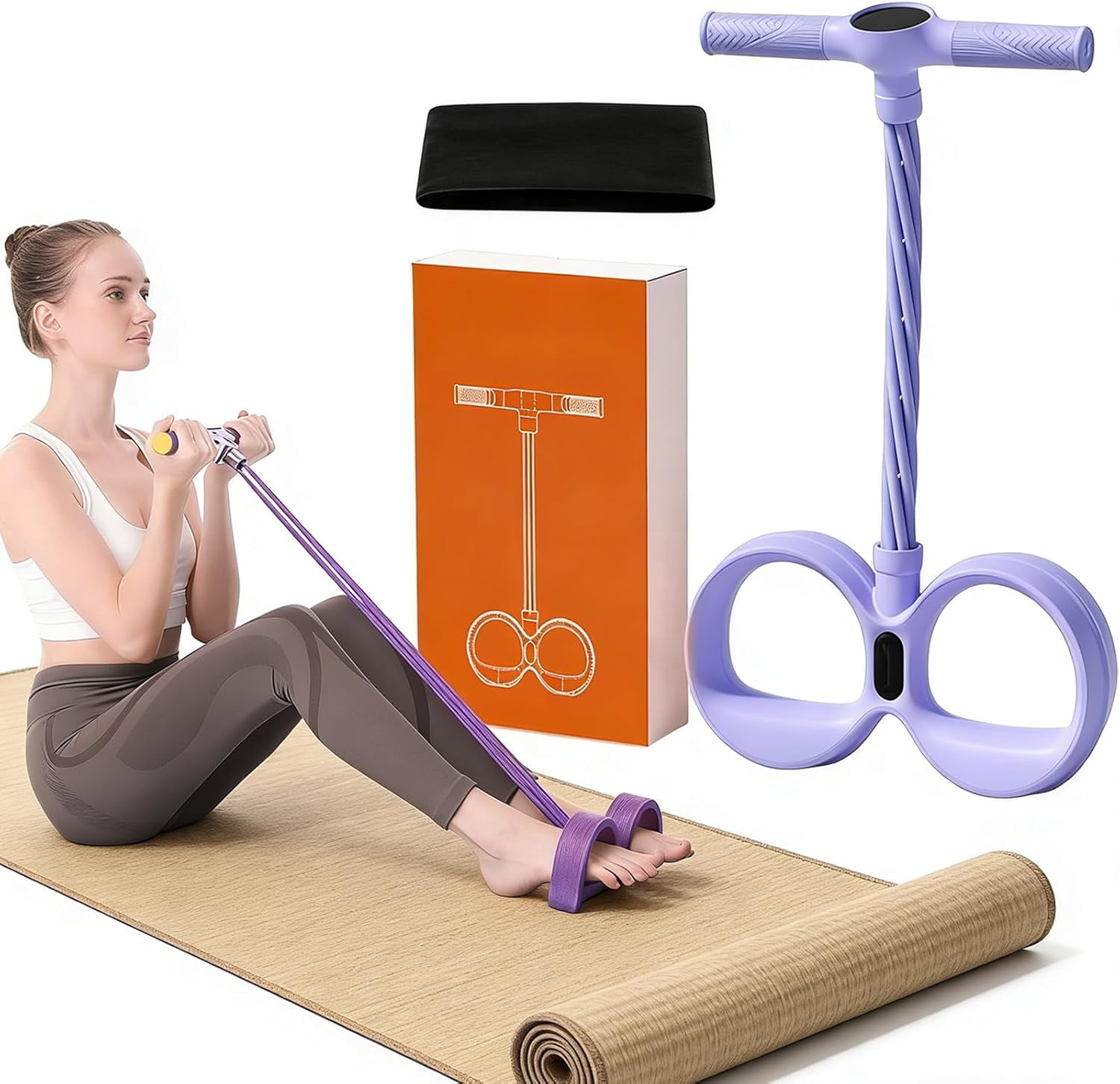 Smart Pedal Resistance Band with Digital Counter, 6-Tube Foot Pedal Puller with Handles for Home Gym, Full-Body Stretching, Yoga, and Arm & Waist Exercises