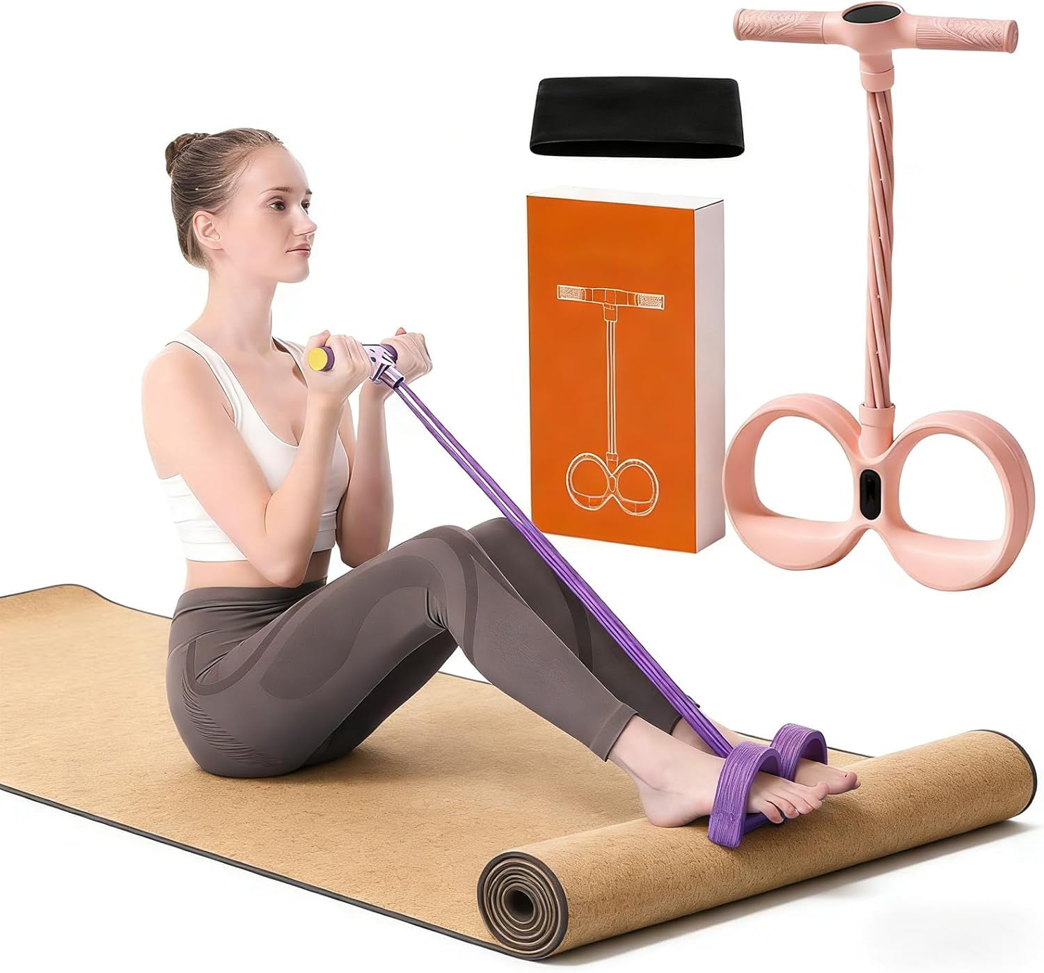 Smart Pedal Resistance Band with Digital Counter, 6-Tube Foot Pedal Puller with Handles for Home Gym, Full-Body Stretching, Yoga, and Arm & Waist Exercises