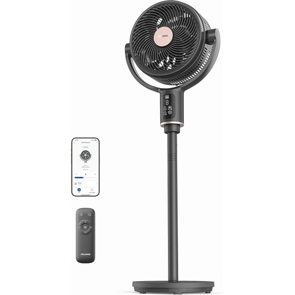 Smart Pedestal Fan for Bedroom, Standing Fan, Dual Layed Blades (9+7 Blades), DC Motor, App/Alexa/Google, 150 + 135 Auto OminiFlow, 20dB, 9 Speeds, 26 ft/s, Remote, 9H Timer, Air Circulator