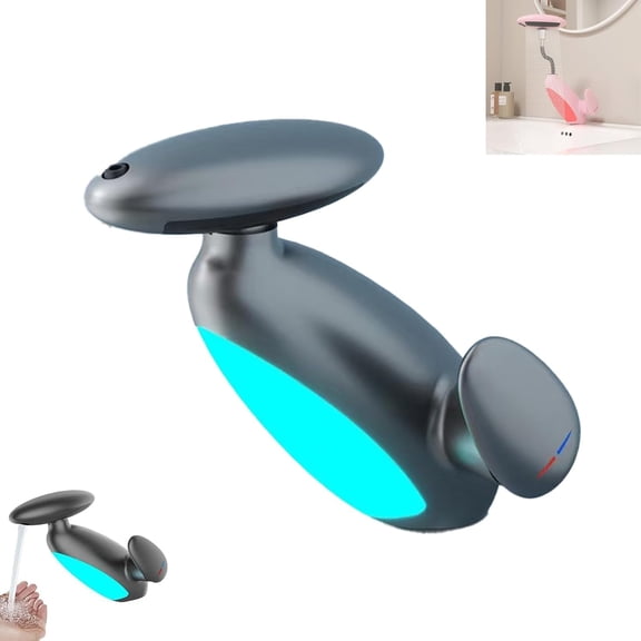 Smart Penguin Faucet, 4 Water Flow Modes, Smart Led Light Bathroom Faucet with 360°Rotating Pull Out Sprayer & Water Temperature Sensing Light, for Kitchen and Bathroom (Gunmetal Gray)