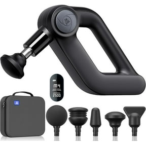 Smart Percussive Massage Device, Professional Deep Muscle Massager with 5 Speeds, App-Guided Routines, and Interchangeable Heads, Includes Travel Case