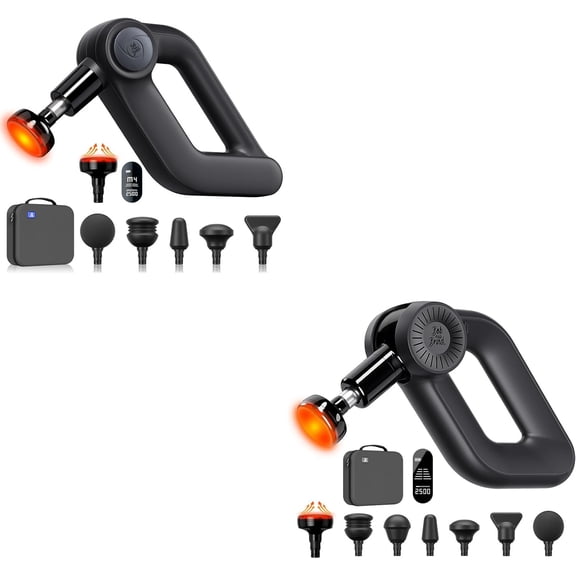 Smart Percussive Massage Device, Professional Deep Muscle Massager with 5 Speeds, App-Guided Routines, and Interchangeable Heads, Includes Travel Case