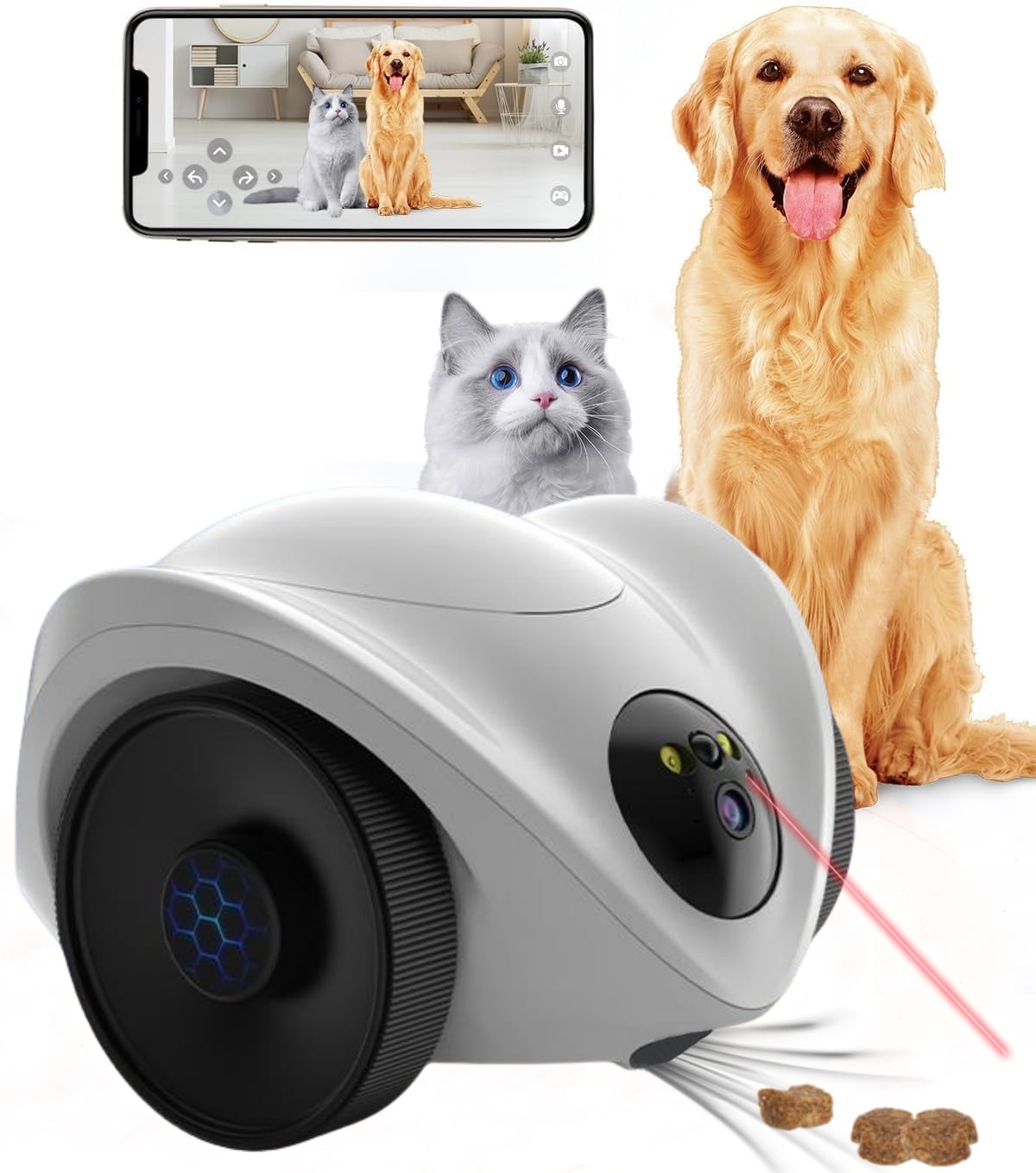 Smart Pet Camera, Movable Companion Robot for Pets, Dog Treat Camera ...