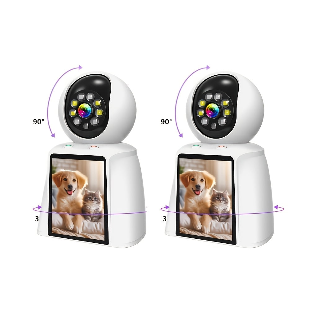 Smart Pet Camera with 3 Inch Screen, WiFi Baby Monitor for Home Security Indoor, 2 Way Talk, Motion Detection, 24/7 Recording, Smartphone App Control