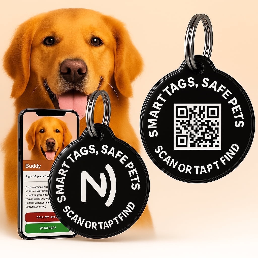 Smart Pet ID Tag with QR Code & NFC – Epoxy Coated Waterproof PVC ...