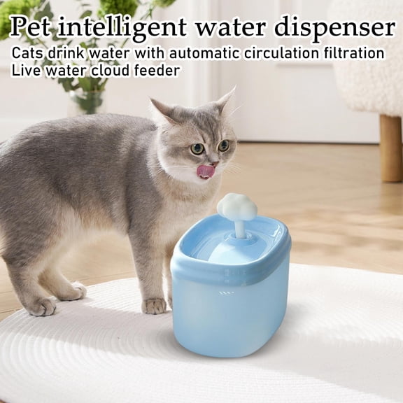 Smart Pet Water Fountain, 8X7X8 Inch Blue Automatic Cat Water Fountain with Small Water Pump and Built in Water Filter for Small Cats and Small Dogs, 1 Pack