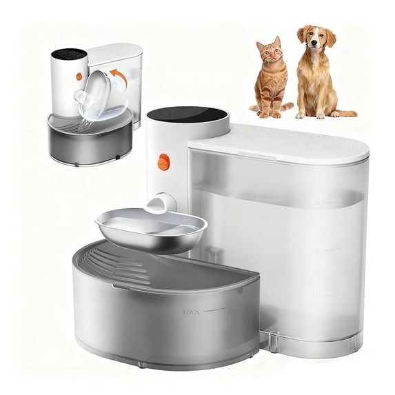 Smart Pet Water Fountain, Wireless Automatic Water Dispenser for Cats & Small Dogs, Rechargeable Stainless Steel Water Bowl, Noiseless, Filter-Free, Self-Filling