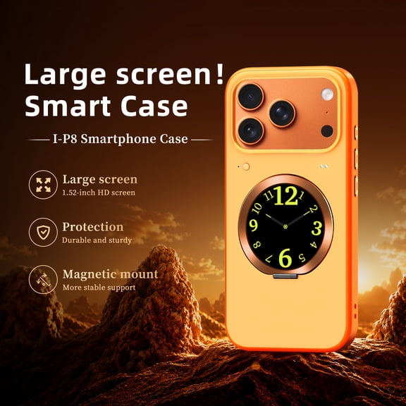 Smart Phone Case for 17Promax with Built-in Rear HD Display, Shockproof Protective Cover, View Notifications, Capture Selfies, Record Audio, Foldable Kickstand for Work, Study & Daily Life
