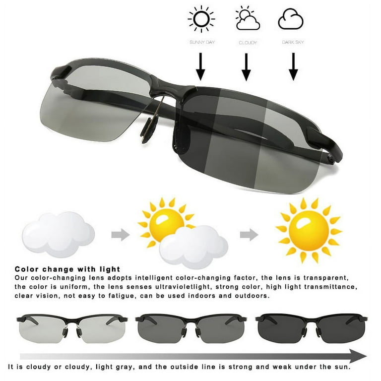 Smart Photochromic Polarized Sunglasses UV Protection Anti Glares