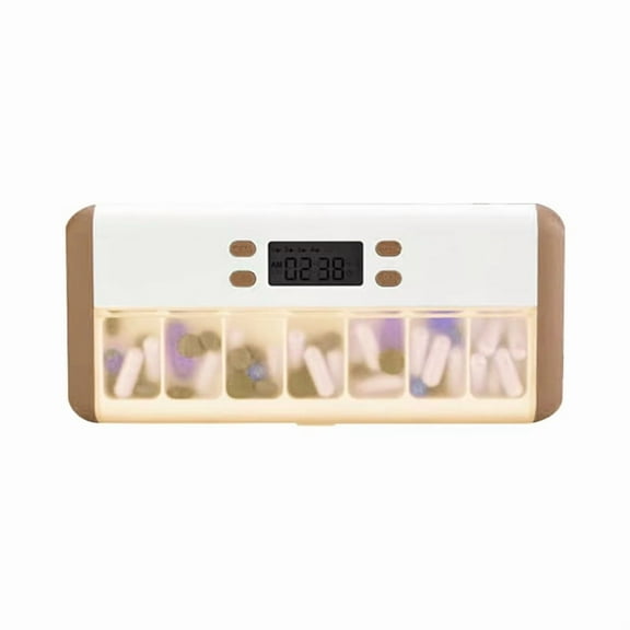 Smart Pill Organizer Electronic Timing Reminder Storage Case Timer Weekly Pills Container Alarm Box for Traveling A