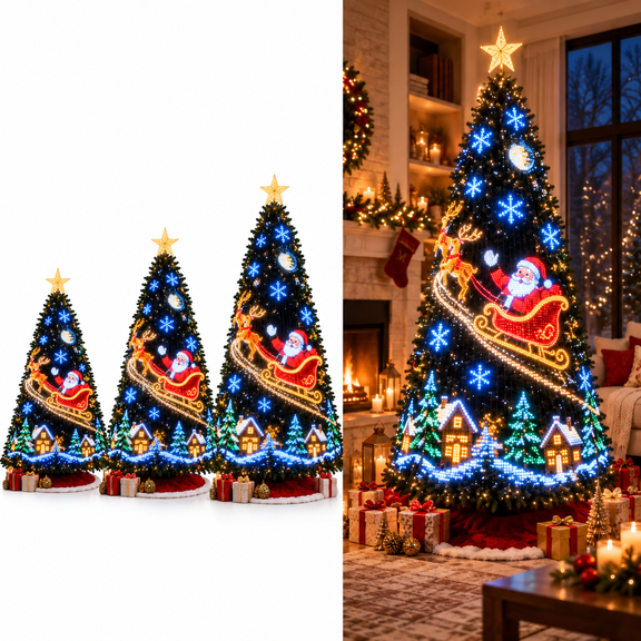 Smart Pixel Christmas Tree Lights, App Customizable Animated LED Lights with Holiday Patterns for Tree Decor, Smart Version - 2.1 Meter / 400 LEDs