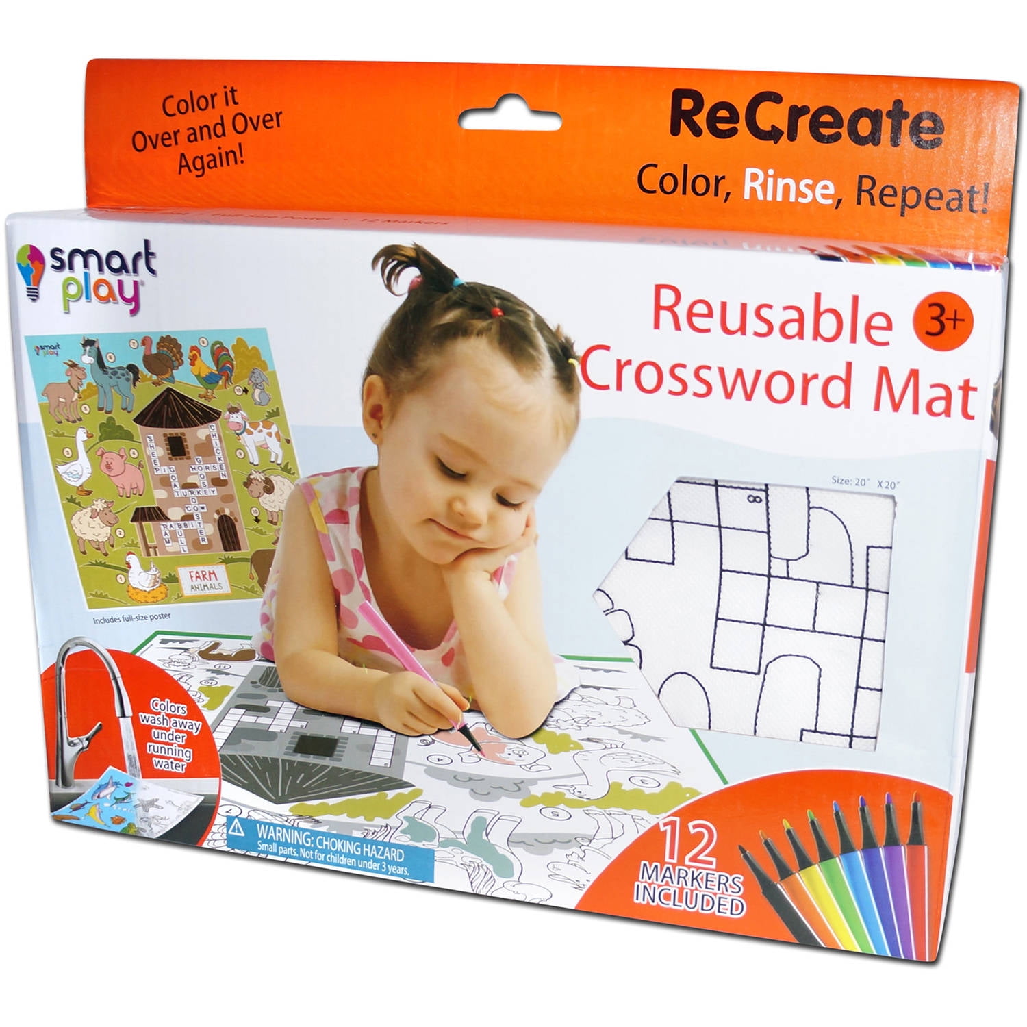 Smart Play ReCreate Large Reusable Coloring and Crossword Puzzle Mat
