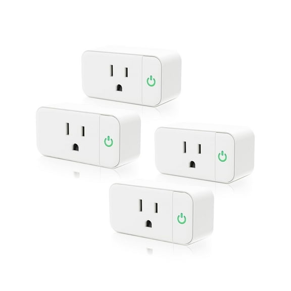 Smart Plug 15A, Smart Life Wi-Fi Outlet Compatible with Alexa, Google Home & Echo, App Control, Timer Function & Group Control, Schedule, Voice Control, 2.4GHz, FCC Certified, White, 4-Pack