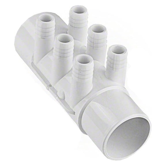 Smart Plumb Manifold 2 Inch 6-Port - PVC Irrigation Distribution Hub - Slip x Spigot Connection - Garden, Landscape, Sprinkler System Parts