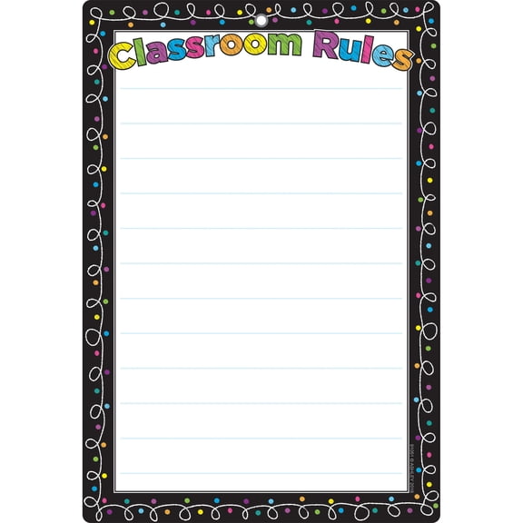 Smart Poly Chart, 13" x 19", Chalk Dots with Loops Classroom Rules, w/Grommet