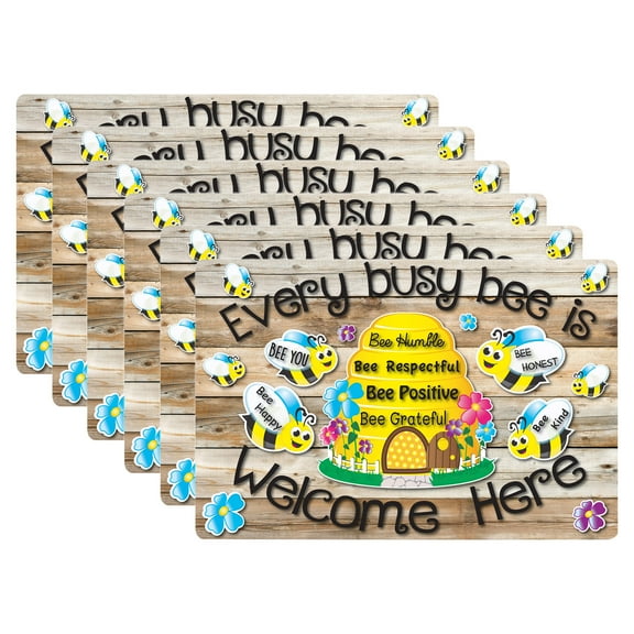 Smart Poly Computer Mouse Pad, 8" x 10", Every Busy Bee is Welcome Here, Pack of 6