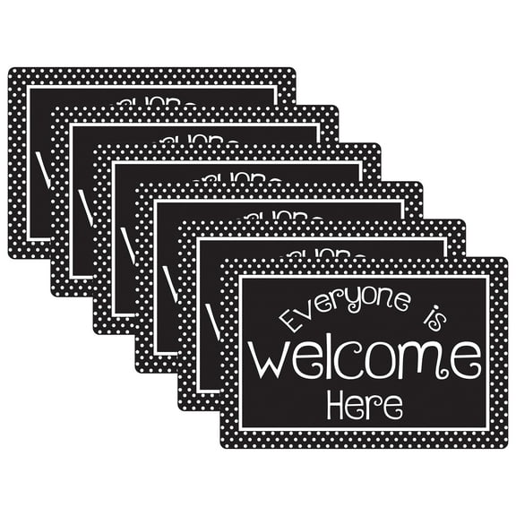 Smart Poly Computer Mouse Pad, 8" x 10", Everyone is Welcome Here, BW Dots, Pack of 6