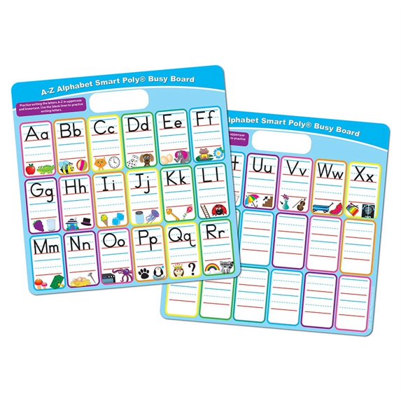 Smart Poly® Educational Activity Busy Board, Dry Erase with Marker, 10-3/4" x 10-3/4", ABC's Fill In