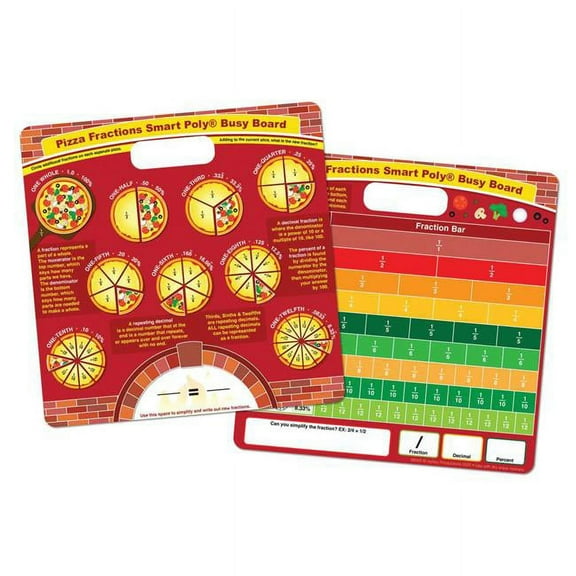 Smart Poly® Educational Activity Busy Board, Dry Erase with Marker, 10-3/4" x 10-3/4", Pizza Fractions