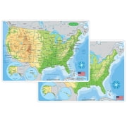 US MAP PHYSICAL, DOUBLE-SIDED,