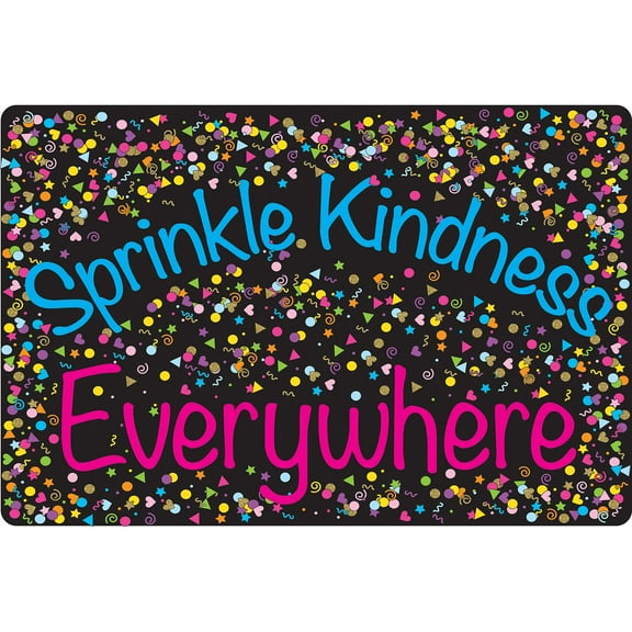 Smart Poly Welcome Mat with Slip Resistant Backing, 15.5" x 23.5", Confetti, Sprinkle Kindness Everywhere