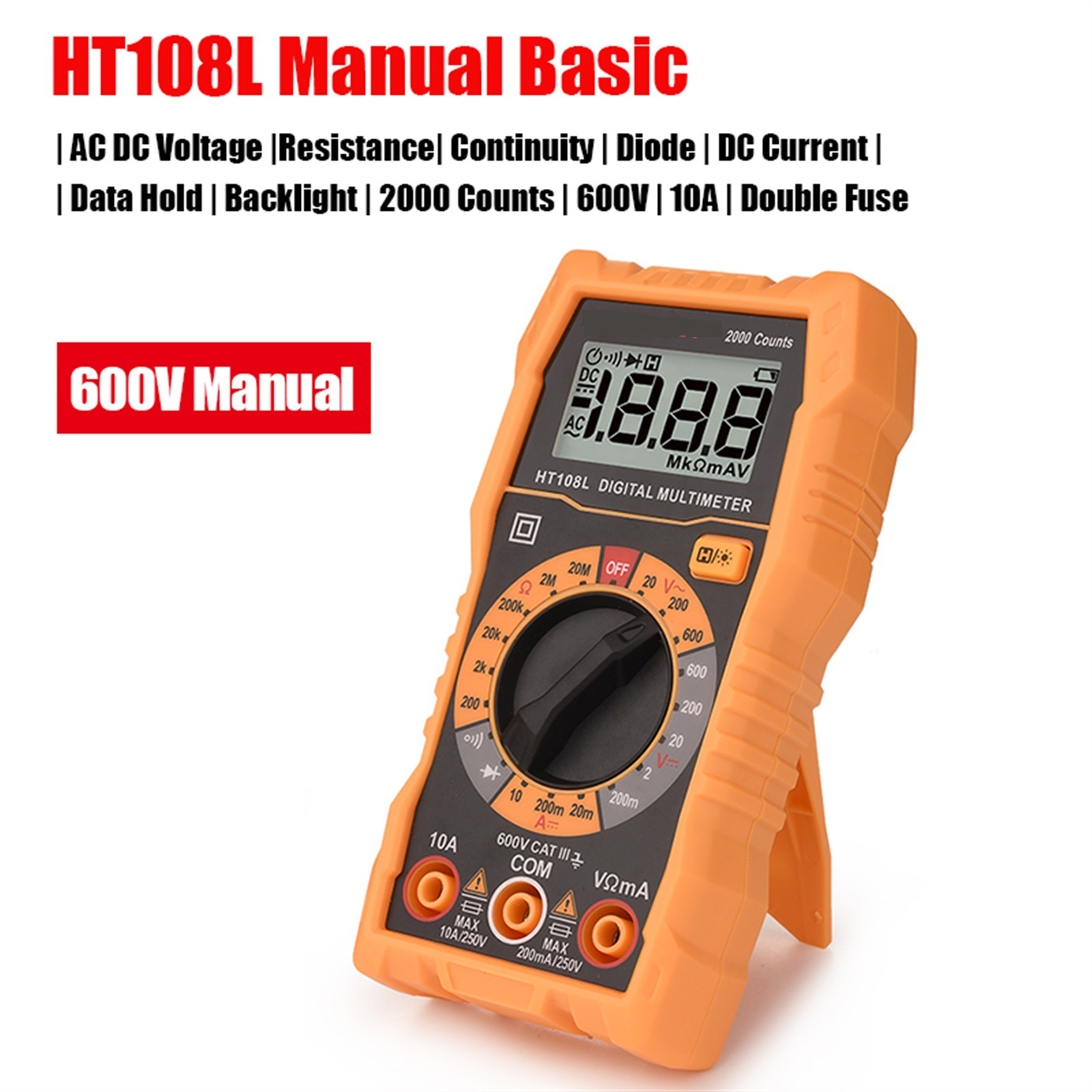 Smart Portable Digital Multimeters Amp Ohm Hz Capacitance Battery Tester Voltmeter Auto Range Voltage Current Tester ,Fast and Accurate Precise