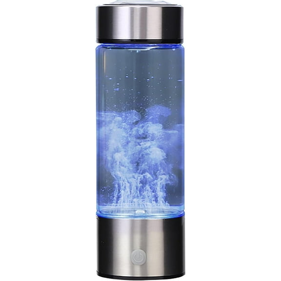 Smart Portable Hydrogen Water Bottle Generator Rechargeable PEM Molecular Hydrogen Machine, Glass & Stainless Steel Water Bottle, 450ml Hydrogenated Water Cup for Travel, Daily Hydration