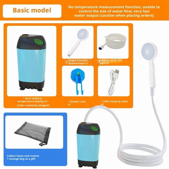 Smart Portable Outdoor Electric Shower System with HD Digital Temperature Display, Rechargeable Camping Shower Pump for Hiking Travel Pet Wash, High Flow Handheld Shower Kit, USB-C