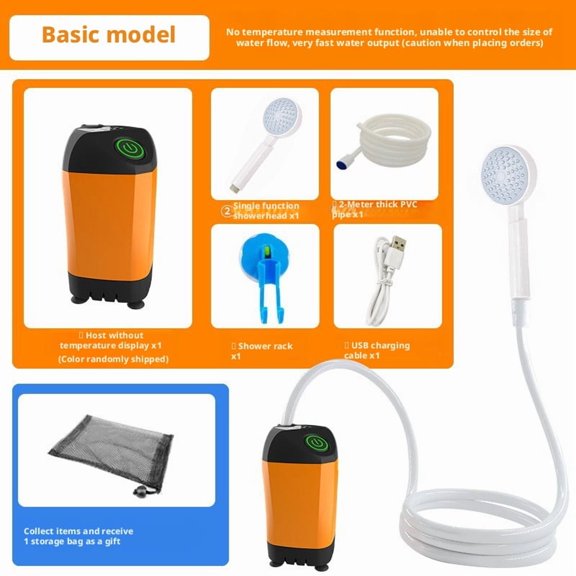 Smart Portable Outdoor Electric Shower System with HD Digital Temperature Display, Rechargeable Camping Shower Pump for Hiking Travel Pet Wash, High Flow Handheld Shower Kit, USB-C