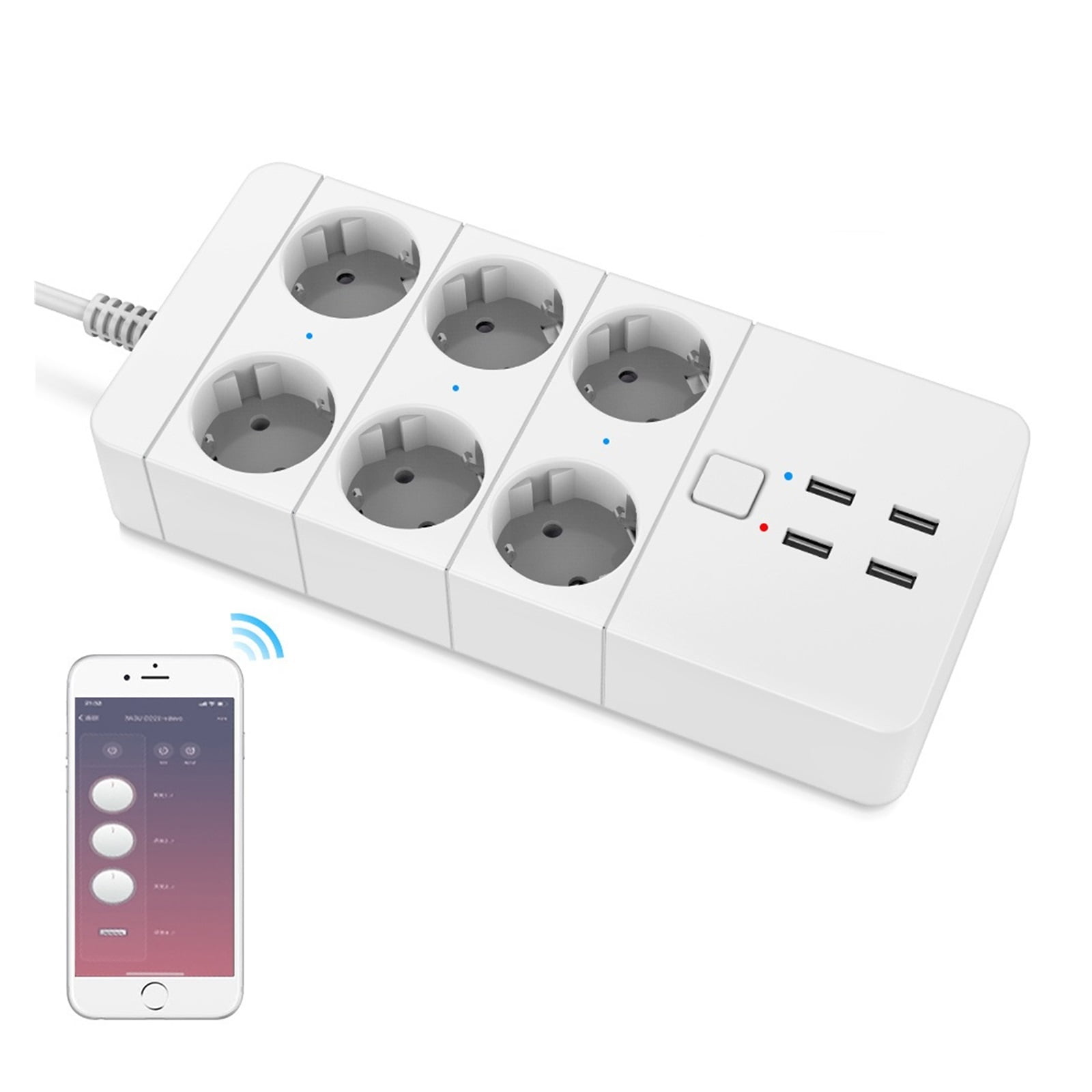 Smart Power Strip 3/4/6 4USB Charging Port Timing With5V3.1A. Control Intelligent Assistant