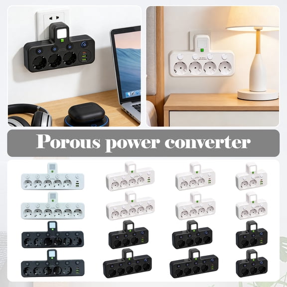 Smart Power Strip with USB Ports and Surge Protection, Individual Switches Multi-Function Outlet Extender for Home Dormitory Office (1PC)