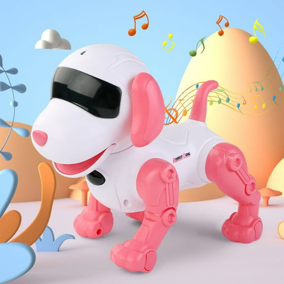 Smart Programmable Robot Dog with Remote Control, Singing & Dancing Interactive Pet Toy, STEM Educational Toy for Kids Ages 6+ Pink