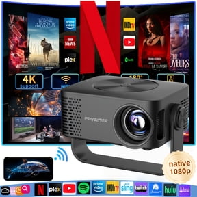 Smart Projector 1080P 600ANSI WiFi 6 BT 5.0, 600 Lumens Portable Movie Projector with Screen Adjustment, 180° Rotation, USB LED Light, SD Card & Button Control for Home