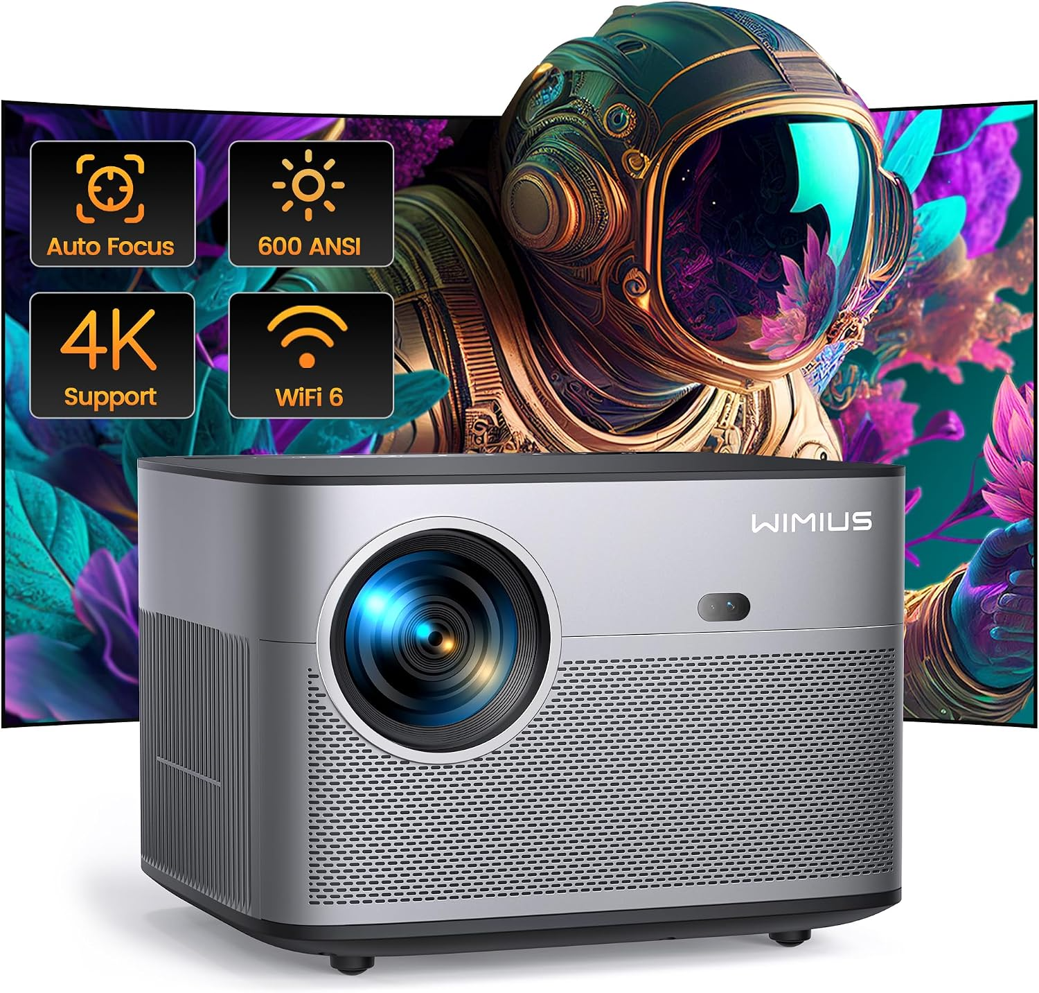 Projector Stylish Smart Projector with WiFi 6 and Bluetooth 5.2, FHD Native 1080P P64 ...