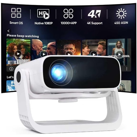 Smart Projector with Portable Bedroom Mini Projector , Auto Keystone & Zoom Home Theater Cinema Movie Proyector,