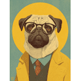 thumbnail image 1 of Smart Pug Portrait Canvas Print, Suitable for Living Room, Bedroom, Office, Coffee Shop, Bar, Restaurant, Study, 1 of 8