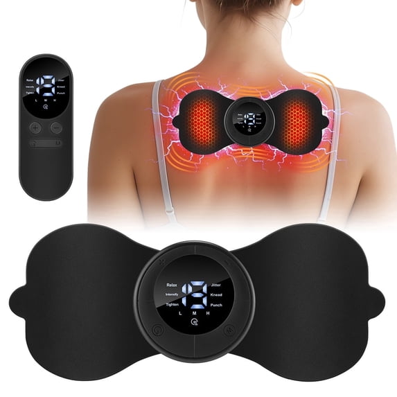 Smart Pulse Muscle Massager with 3 Heating Levels & 6 Modes, 19 Intensity EMS Patch for Neck Shoulder Back Waist Arm Leg, 750mAh Rechargeable Cordless Relaxation Device
