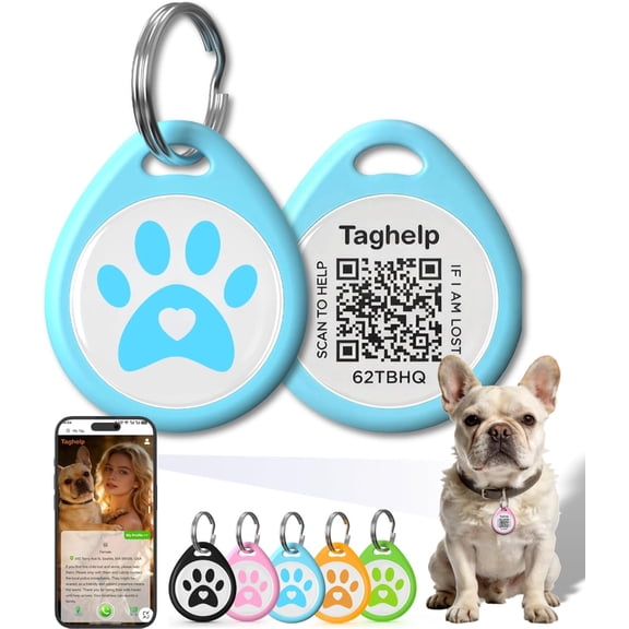 Smart QR Code Pet ID Tag for Dogs - Instant GPS Location Alert via Email, No App/Subscription Required, Waterproof Anti-Lost Personalized Dog Collar Accessories (Blue, 1.2 Inch)