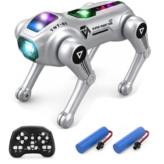 Smart RC Robot Dog Toy for Kids - Programmable Stunt Robot with Voice Control, 2.4G Remote, Flexible Bionic Limbs & Music Light Effects - Interactive Robotic Pet Gift for Boys Girls Age 6+