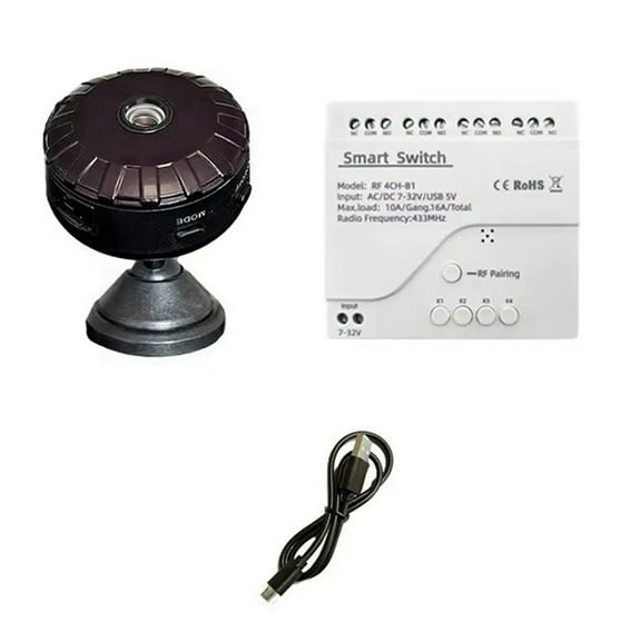 Smart Switch 4CH Inching/Self-Locking Controller 433MHZ Remote Controlled Camera Real Time Monitoring