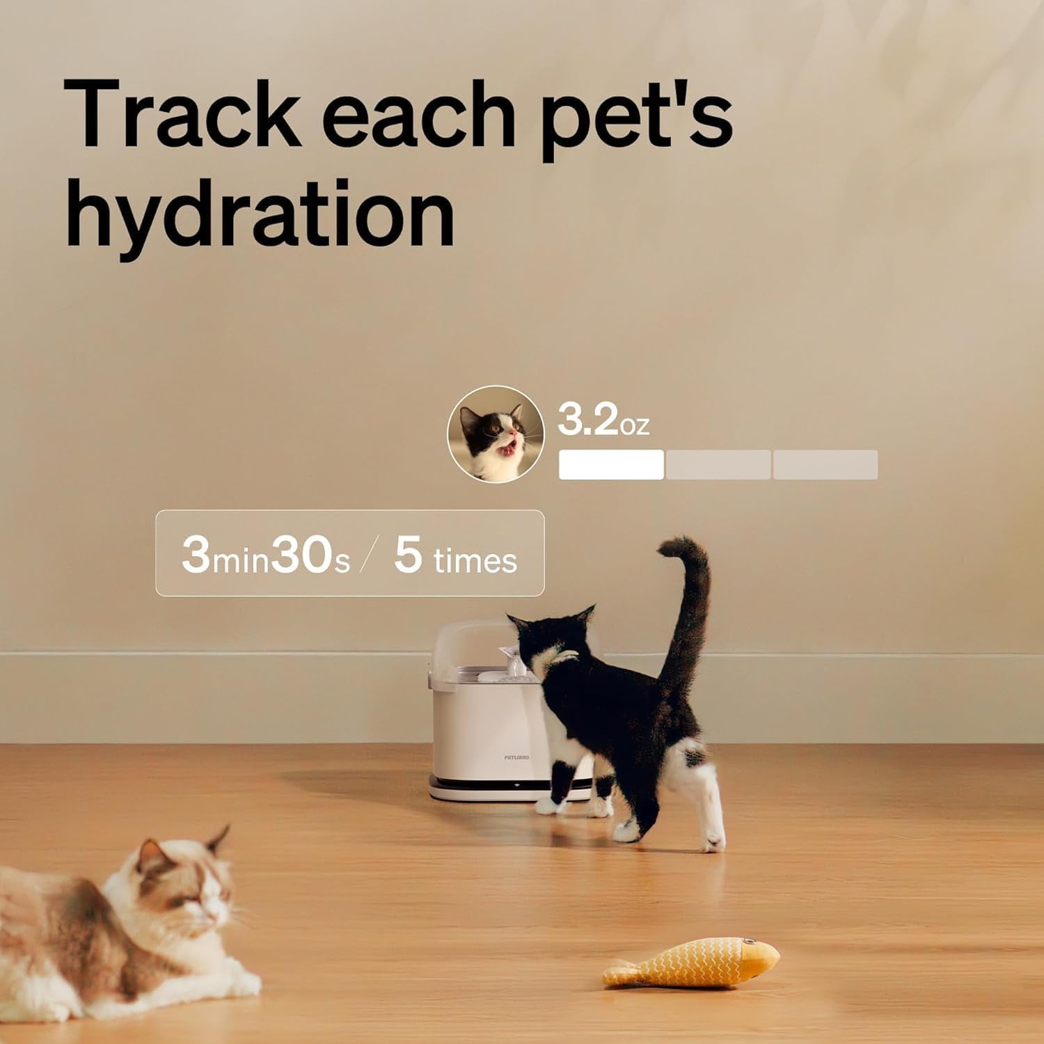 Smart RFID Cat Water Fountain 3L Stainless Steel with App Control for Multi-Pet Hydration Tracking