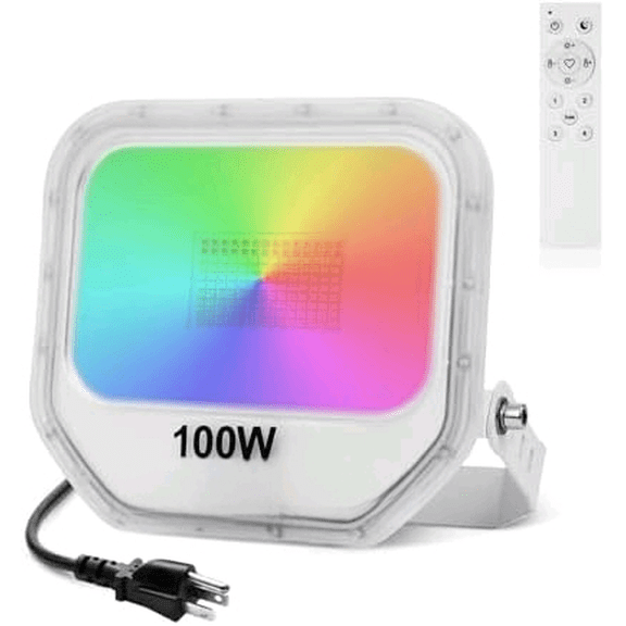 Smart RGB Color Change Led Flood Light, Heavy Duty Aluminum IP65 Waterproof, 180 Adjustable 16 Million Colors Dimmable for Outdoor Landscape & Indoor Stage, Support Alexa and Remote (100, Watts)