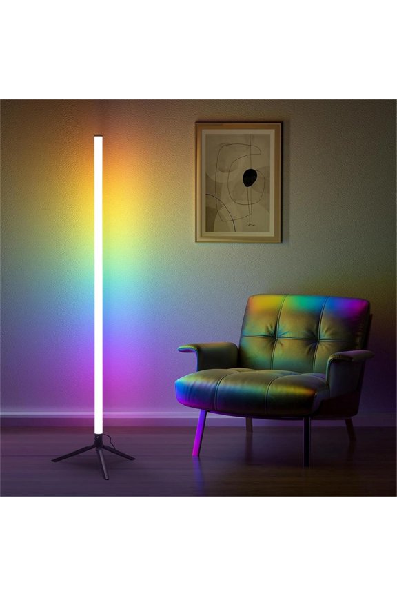 Smart RGB Floor Lamp, Music Sync Color Changing LED Corner Lamp with Remote & App Control, Timing Function, Dimmable Standing Lamp for Bedroom, Living Room, Gaming Room, Party Decor