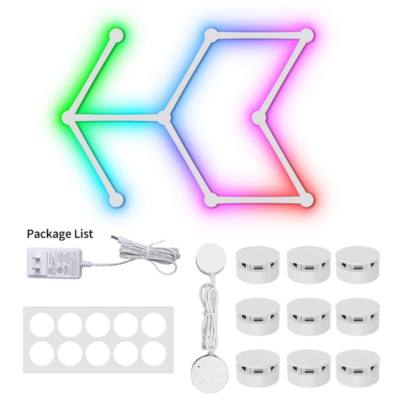Smart RGB LED Splicing Light Lines, 9 Bars Wall Light DIY Geometry Splicing Gaming Lights Music Sync,APP Control,Compatible with Alexa and Google Assistant,16M+ Colors
