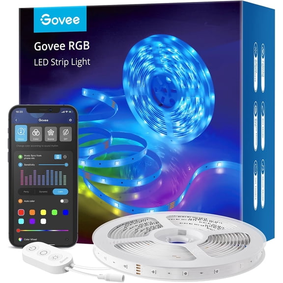 Smart RGB LED Strip Lights, 16.4ft WiFi LED Strip Lighting Work with Alexa and Google Assistant, 16 Million Colors with App Control and Music Sync LED Lights for Bedroom, Home Decor