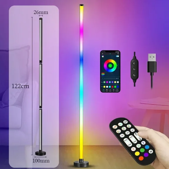 Smart RGBIC Floor Lamp With Music Sync, APP & Remote Controlled Corner Standing Light, 16 Million Colors For Bedroom, Living Room, Gaming Room Ambient Lighting